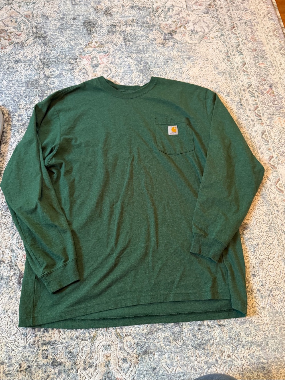 Carhartt green heather long-sleeve pocket work t-shirt